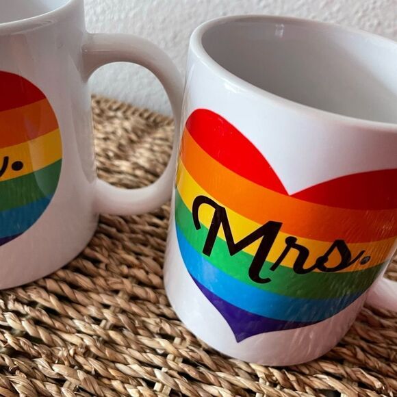 Rock Paper Scissors Mrs Mrs Rainbow Pride Mug Set - Picture 8 of 11